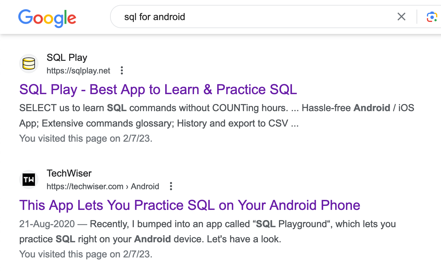 SQLPlay.net ranking #2 on Google